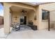 Covered patio with seating area and ceiling fan at 3716 E Andre Ave, Gilbert, AZ 85298