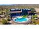 Aerial view of the kidney-shaped pool and patio, a perfect place for relaxation and enjoyment at 40445 N 32Nd St, Cave Creek, AZ 85331