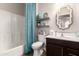 Bright bathroom features a shower and tub combination and stylish decor at 10960 E Monte Ave # 286, Mesa, AZ 85209