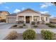 Charming single-story home featuring a well-manicured front yard, covered porch, and attached two-car garage at 19025 E Raven Dr, Queen Creek, AZ 85142