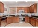 Functional kitchen with stainless steel appliances, dark granite countertops, and ample storage at 2075 S Ponderosa Dr, Gilbert, AZ 85295