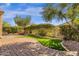 A backyard with a curved patio and lush landscaping offers a tranquil retreat at 4221 E Sourwood Dr, Gilbert, AZ 85298