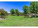 Expansive community green space featuring lush grass, mature trees and walking trails at 4455 S Matter --, Mesa, AZ 85212