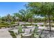 Inviting outdoor common area with a cozy fire pit and comfortable seating under mature trees at 4455 S Matter --, Mesa, AZ 85212