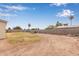 Expansive backyard with dirt and partial grass coverage, bordered by a block wall fence for added privacy at 6901 W Patricia Ann Ln, Peoria, AZ 85382