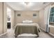 Cozy bedroom with neutral tones, plush carpeting, and natural light from two windows at 7840 W Bonitos Dr, Phoenix, AZ 85035