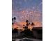 Stunning sunset view over the backyard, showcasing beautiful sky colors and palm trees at 8005 N Via De Lago --, Scottsdale, AZ 85258