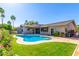 Backyard pool view surrounded by lush green lawn, mature landscaping and patio at 8005 N Via De Lago --, Scottsdale, AZ 85258