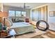 Well-lit bedroom featuring a cozy bed, natural light, and unique modern decor with artistic accents at 2409 N 57Th St, Scottsdale, AZ 85257