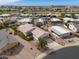 Aerial view of a single-Gathering home neighborhood in a well-maintained community with desert landscaping at 2568 N Armour Ave, Mesa, AZ 85215