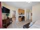 Bedroom featuring an attached office space with built-in desk, drawers, and ensuite bathroom at 2568 N Armour Ave, Mesa, AZ 85215