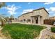 Expansive backyard featuring a lush lawn and covered patio, perfect for outdoor entertaining and relaxation at 4473 E Whitehall Dr, San Tan Valley, AZ 85140