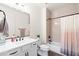 Well-lit bathroom features a white vanity, neutral shower, and sleek fixtures at 5100 E Rancho Paloma Dr # 2024, Cave Creek, AZ 85331