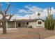 Charming single-story home showcasing desert landscaping, brick driveway, carport, and welcoming entrance at 8252 E Heatherbrae Ave, Scottsdale, AZ 85251