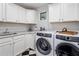 Modern laundry room with white cabinets, marble countertops, and sleek appliances at 4225 N 42Nd St, Phoenix, AZ 85018