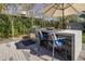 Outdoor kitchen and bar area with built-in grill and seating at 4225 N 42Nd St, Phoenix, AZ 85018