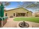 Expansive backyard featuring artificial grass, brick patio, fire pit, and hot tub at 44025 N 44Th Ln, New River, AZ 85087