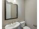 Well-lit powder room shows a pedestal sink, contemporary fixtures, and a neutral color palette at 551 E Citrus Hollow Way, Queen Creek, AZ 85140