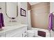 Contemporary bathroom featuring a vanity with modern fixtures and a shower-tub combo at 9160 E Wethersfield Rd, Scottsdale, AZ 85260