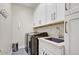 Practical laundry room with modern appliances, ample cabinet space, and a sink at 9160 E Wethersfield Rd, Scottsdale, AZ 85260