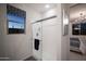 Clean bathroom featuring a glass-enclosed shower and views into the nearby bedroom at 14598 W Wood Dr, Surprise, AZ 85379
