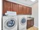 This laundry room has plenty of storage with the abundance of cabinets and well-maintained appliances at 1644 N Lynch --, Mesa, AZ 85207