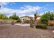 A well-maintained backyard featuring a patio, drought-resistant landscaping, and mature trees at 3143 N Evergreen St, Buckeye, AZ 85396