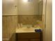 Bathroom vanity with neutral tiling, a mirror, and countertop accessories at 4231 N 69Th Ln # 1325, Phoenix, AZ 85033