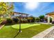Expansive backyard featuring a putting green, swing set, and mature trees, perfect for entertaining and play at 4727 S Watauga Dr, Gilbert, AZ 85297