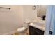 Bathroom with a modern vanity, vessel sink, and a toilet at 11612 S 211Th Ln, Buckeye, AZ 85326