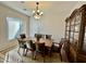 Formal dining room with seating for six, traditional chandelier, and classic wooden furniture at 4116 E Sierra Sunset Trl, Cave Creek, AZ 85331