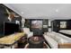 This secondary living area has dark hardwood floors, dark colored walls, and several seating options at 4900 E Desert Fairways Dr, Paradise Valley, AZ 85253