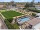 Aerial view showcases landscaped yard, pool, spa, fire pit, and recreational amenities at 11601 N 85Th St, Scottsdale, AZ 85260