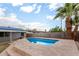 Inviting pool with clear blue water, surrounded by a palm tree and privacy fencing at 1925 W Wood Dr, Phoenix, AZ 85029