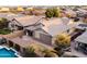 Overhead view of backyard with patio and gravel featuring a partial view of the pool at 20742 E Mockingbird Dr, Queen Creek, AZ 85142