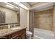 Full bathroom with granite countertops and bathtub with a shower at 26405 S Lakewood Dr, Sun Lakes, AZ 85248