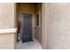 Inviting entryway featuring a modern steel door, neutral colors, and stylish decor at 3031 W Cottonwood Ln, Phoenix, AZ 85045