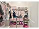 Walk-in closet with clothing racks, shelving, and pink storage bins for organized storage at 3964 E Penedes Dr, Gilbert, AZ 85298