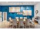 Elegant dining room with a striking blue accent wall, stylish lighting, and comfortable seating at 6801 N 1St Pl, Phoenix, AZ 85012