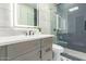 Bathroom vanity with a white countertop and sleek fixtures at 9781 E Gamble Ln, Scottsdale, AZ 85262