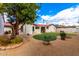 Backyard with a well-maintained lawn, rock landscaping, and inviting patio area at 109 W Kathleen Rd, Phoenix, AZ 85023