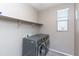 Laundry room with modern side-by-side washer and dryer and a shelf above at 22465 E Via Del Verde --, Queen Creek, AZ 85142