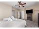 Bedroom with neutral colors and a ceiling fan at 32 W Desert Vista Trl, San Tan Valley, AZ 85143