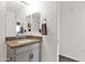 A single sink vanity with granite counters is featured in this comfortable bathroom at 33575 N Dove Lakes Dr # 1038, Cave Creek, AZ 85331