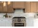 Close-up of the kitchen with stainless steel appliances, and two-tone cabinets at 5433 E Nisbet Rd, Scottsdale, AZ 85254