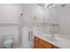 This bright bathroom features a vanity with a mirrored backsplash and a glass-enclosed shower at 11616 N Saguaro Blvd # 2, Fountain Hills, AZ 85268