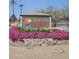 Sun City West entrance sign with colorful flowers and palm trees, creating a welcoming first impression at 19503 N 142Nd Dr, Sun City West, AZ 85375