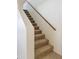 Carpeted staircase with a wooden handrail and white walls leading to the upper level at 19820 N 13Th Ave # 241, Phoenix, AZ 85027