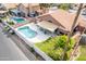 A view of home with a backyard featuring a pool and covered patio at 474 W Smoke Tree Rd, Gilbert, AZ 85233