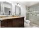 Elegant bathroom with granite counters and tiled shower at 474 W Smoke Tree Rd, Gilbert, AZ 85233